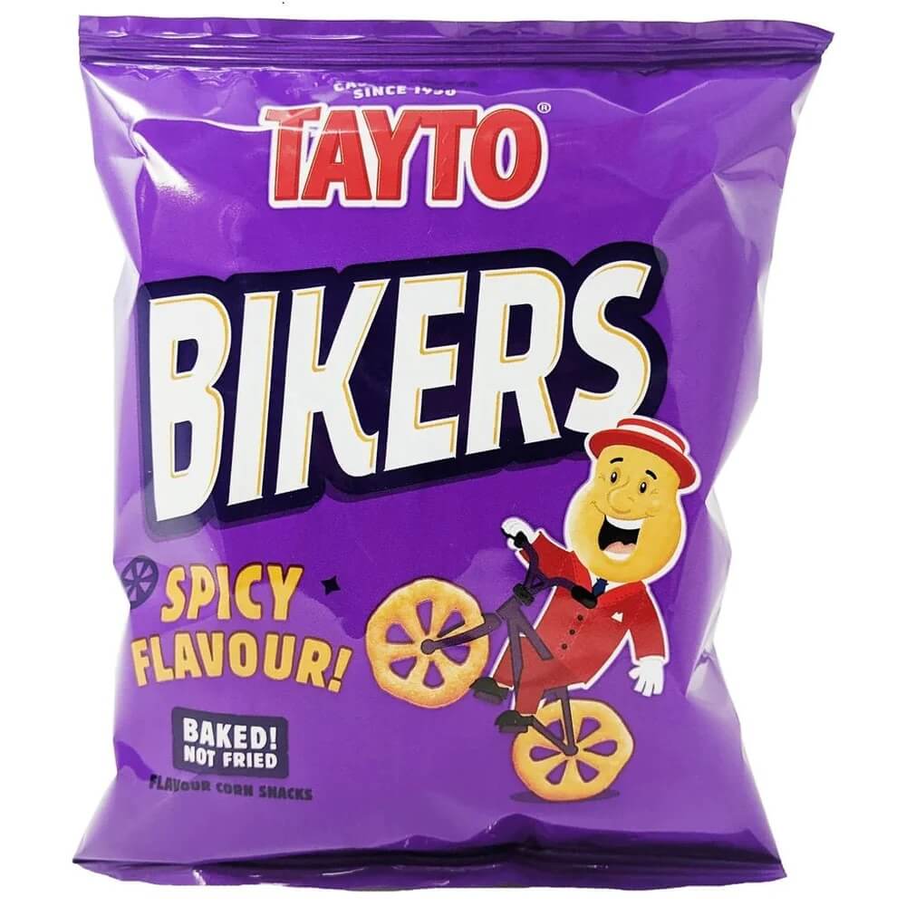BEST BY APRIL 2026: Tayto Bikers Spicy Corn Snacks 30g